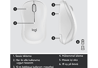 LOGITECH MK295 Sessiz Kablosuz Türkçe Q Klavye Mouse Seti - Beyaz_1