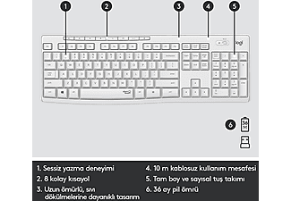 LOGITECH MK295 Sessiz Kablosuz Türkçe Q Klavye Mouse Seti - Beyaz_2