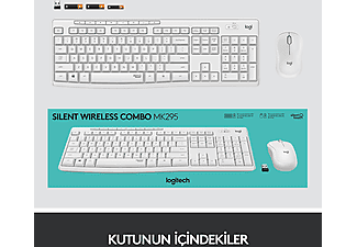 LOGITECH MK295 Sessiz Kablosuz Türkçe Q Klavye Mouse Seti - Beyaz_3