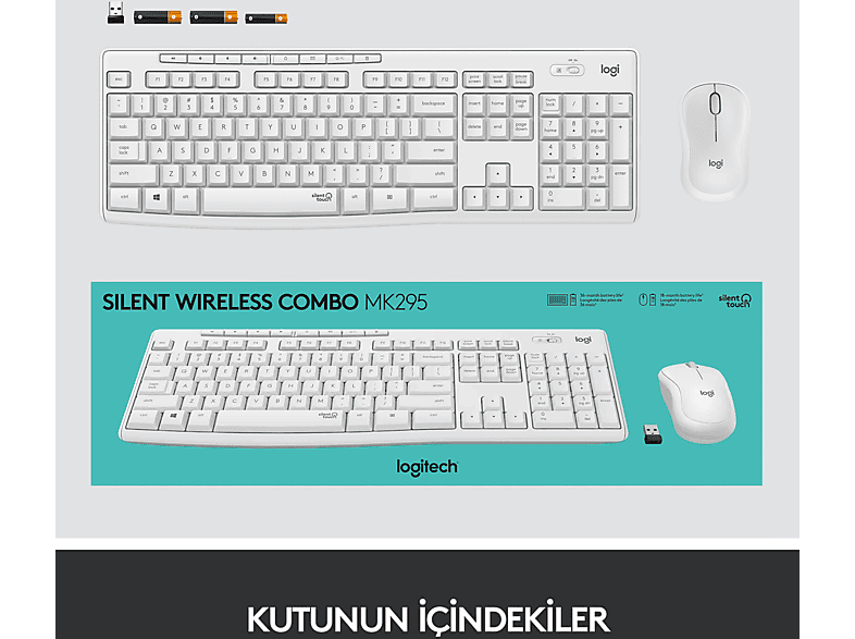 LOGITECH MK295 Sessiz Kablosuz Türkçe Q Klavye Mouse Seti - Beyaz_3