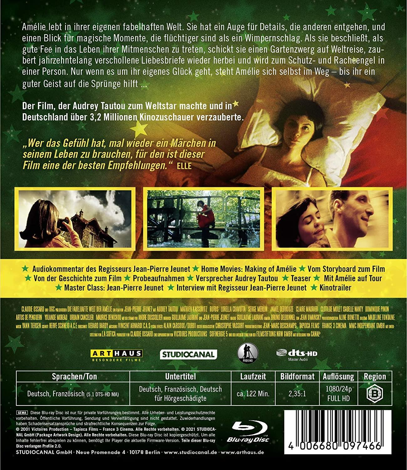 Rückseite einer französischen DVD, mit Text und Bildern aus einem Film.
