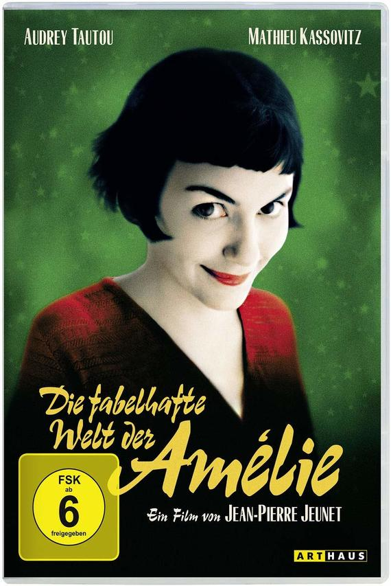 DVD-Cover: Audrey Tautou lächelt. Filmtitel ist 'Amélie' auf Französisch.