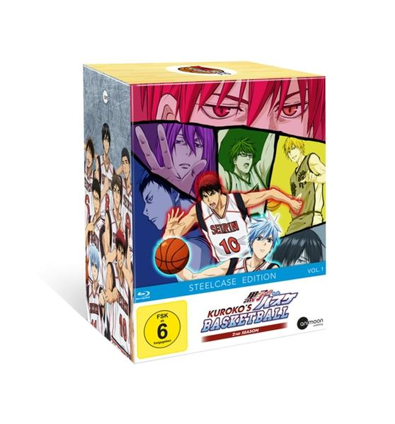 Eine Box-Set von Kurokos Basketball mit Anime-Charakteren auf dem Cover in leuchtenden Farben.