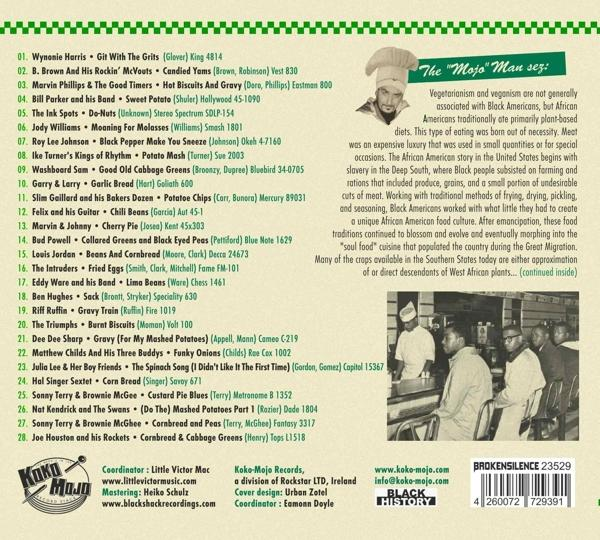 Die Rückseite einer CD mit einer Liste von Songs und Text.
