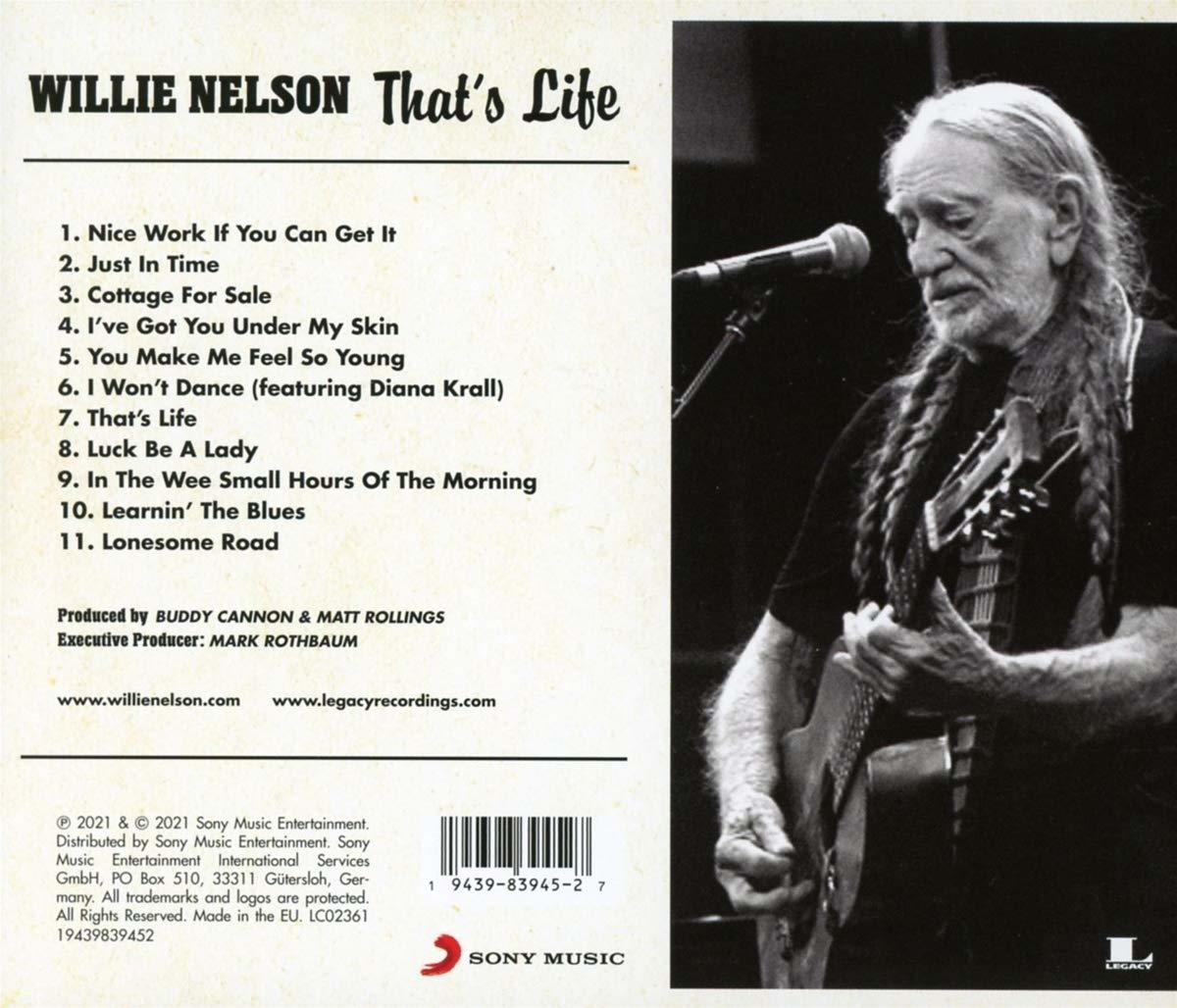 Willie Nelson album hátlapja, a dalok listájával és Willie Nelson fotójával.