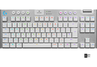 LOGITECH G915 TKL Tactile - Mekaniskt RGB-gamingtangentbord med trådlös LIGHTSPEED utan numerisk knappsats - Vit