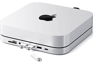 SATECHI Stand & USB-C Hub für Mac Mini, USB-A, SD/Micro-SD, 3.5mm, Silber
