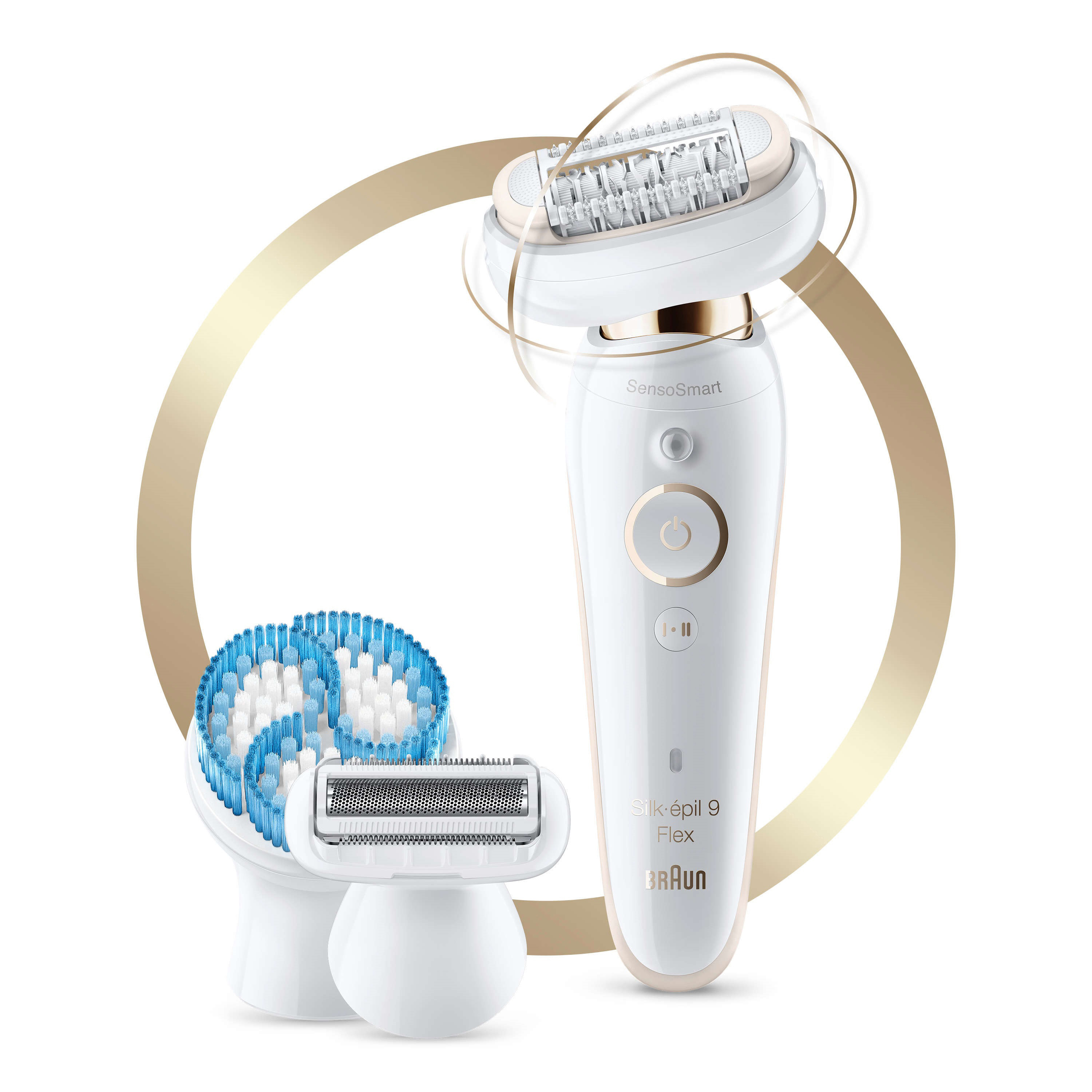 BRAUN SILK-ÉPIL 9 Epilierer, SES Weiß/Gold 3D 9010 FLEX SKINSPA