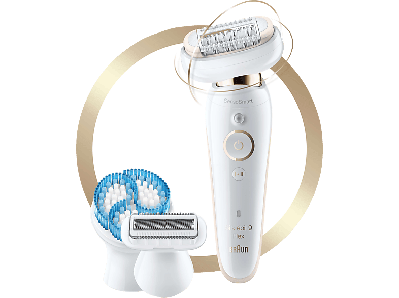 9 BRAUN SILK-ÉPIL 9010 SES Epilierer, FLEX Weiß/Gold 3D SKINSPA