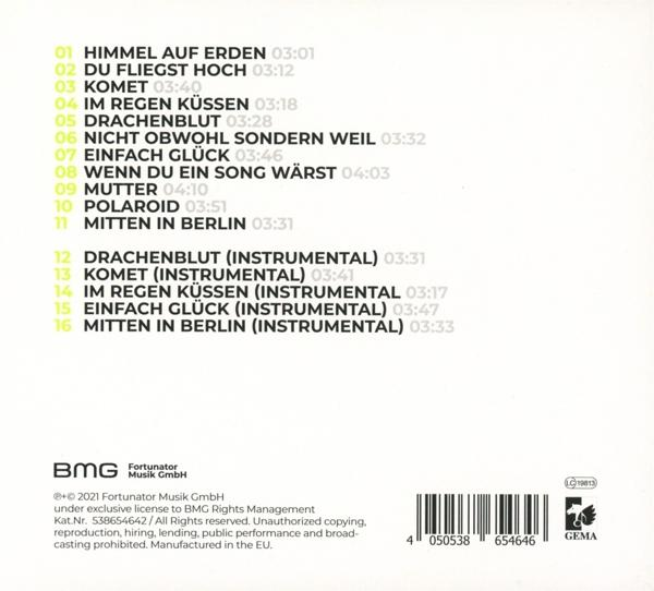Eine Titelliste eines Musikalbums. Es enthält Songtitel und -dauern, weißer Hintergrund.