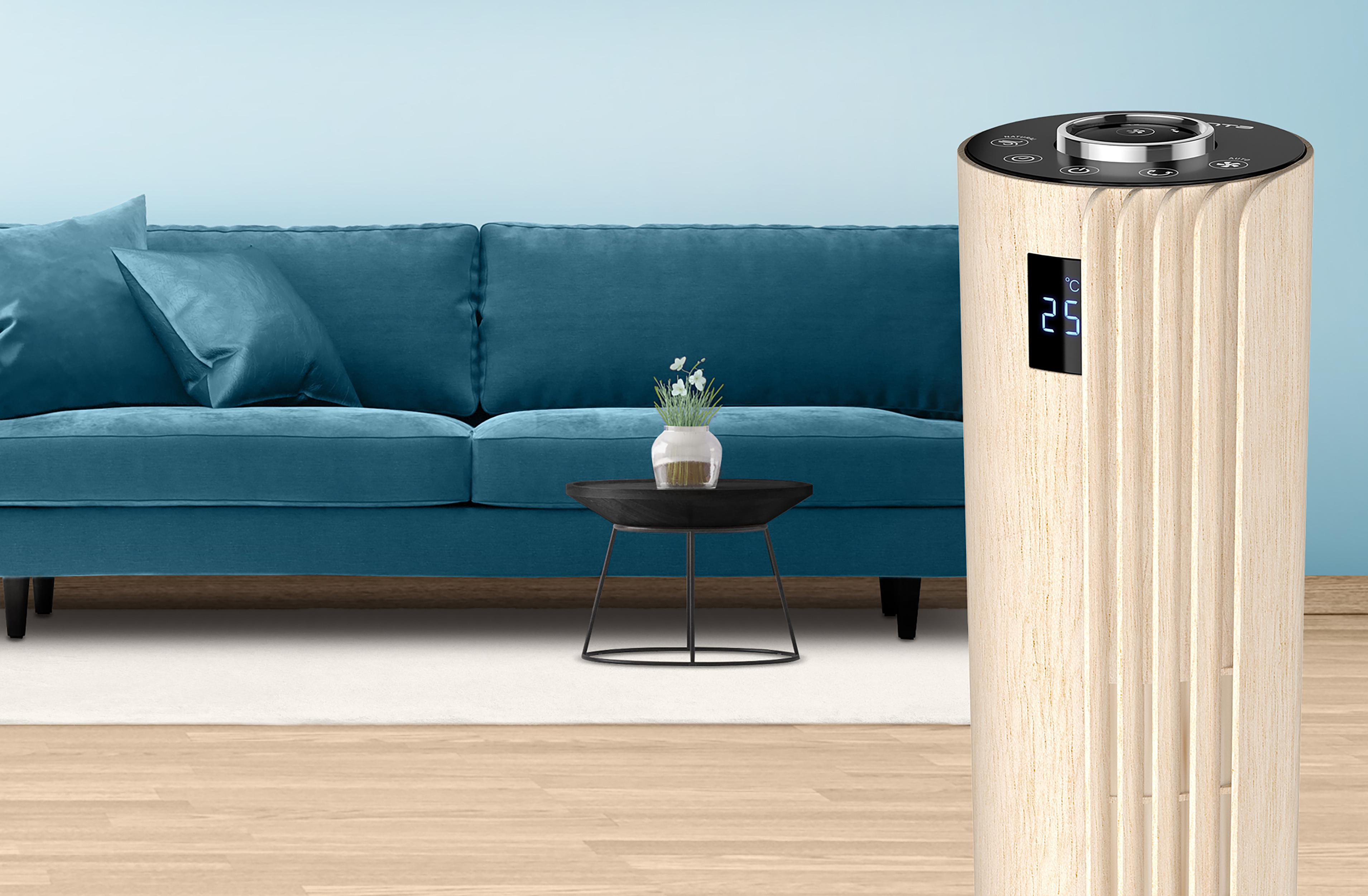 ROWENTA VU6770 Urban Cool Turmventilator Schwarz/Holz-Finishing (40 Watt)