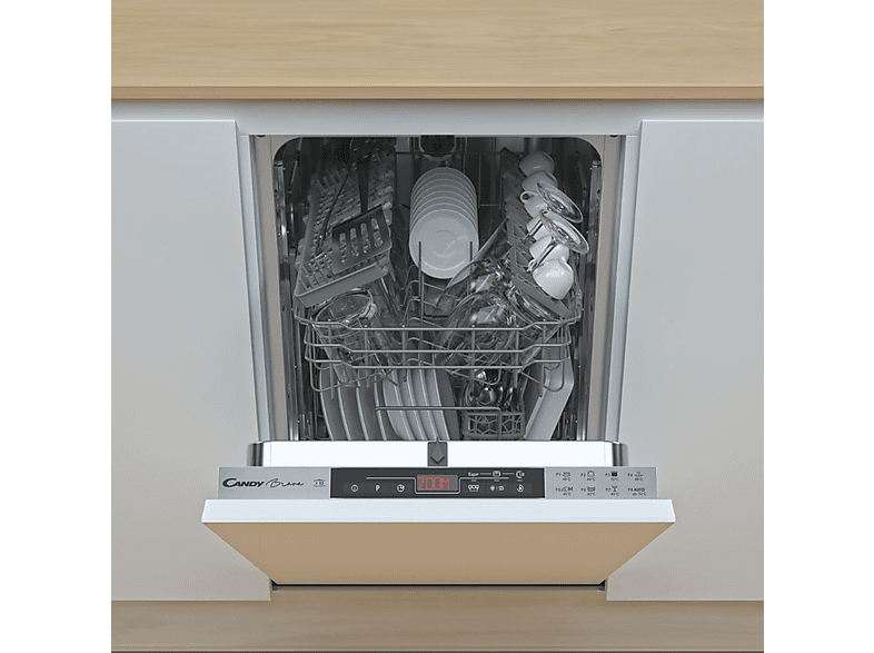 REACONDICIONADO Seminuevo Excelente Lavavajillas integrable - Candy Brava CDIH 2T1047, 10 servicios, 8 programas, 45cm, Inicio Diferido, Sin panelar