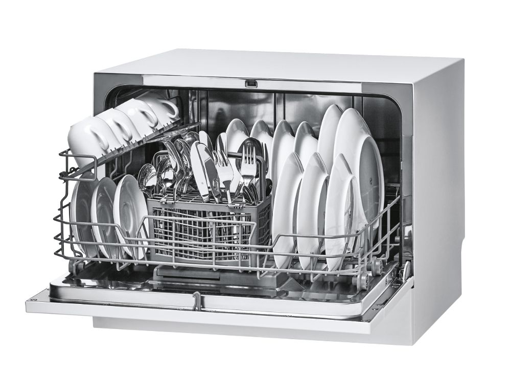 Lavavajillas - Candy CDCP 6, Compacto, 6 servicios, 6 programas, 43cm ancho, Antidesbordamiento, Blanco