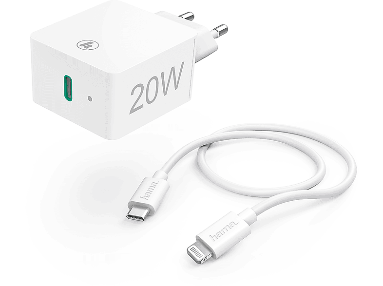 Hama 210563 Usb-c-naar-lightning-reisladerset 20 Watt Wit