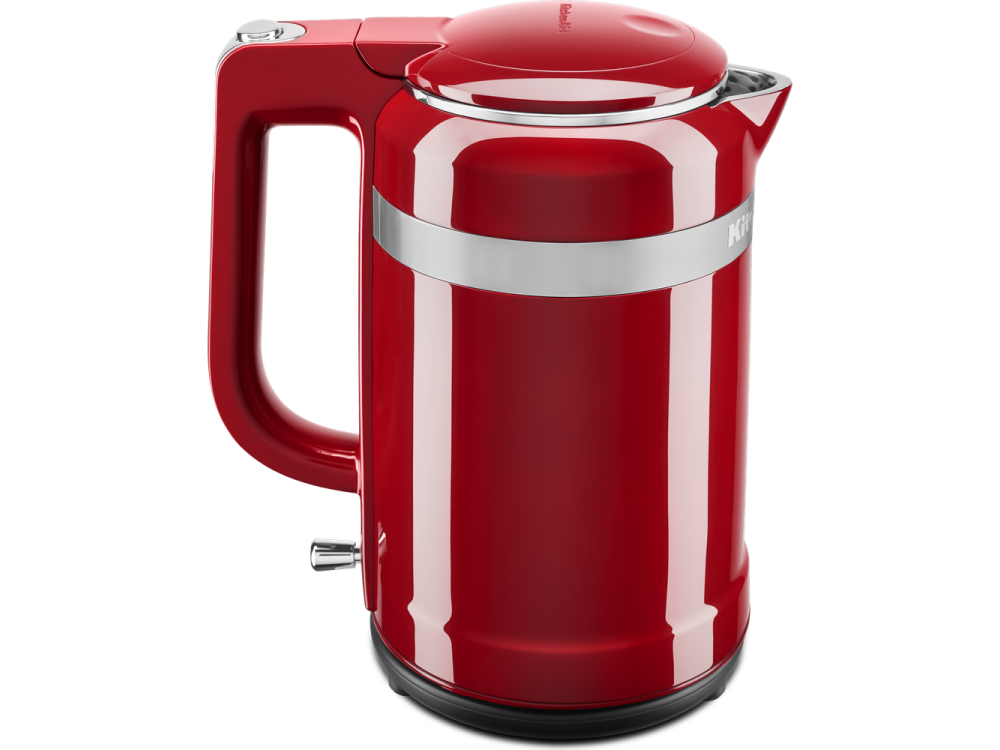 Hervidor de agua - KitchenAid Design 5KEK1565, 2400 W, Rotación 360º, Acero inoxidable, Rojo