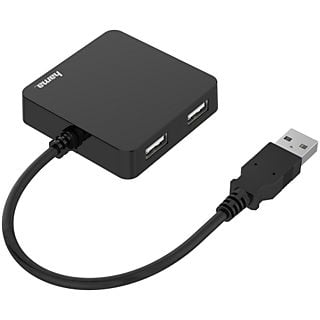 Hub USB/Concentrador - Hama 00200121, 4x Puertos USB, USB 2.0, 480 Mbps, Negro