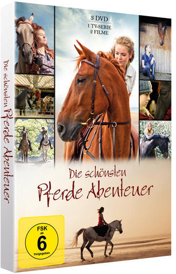 DVD-Hülle: 'Die schönsten Pferde Abenteuer' mit Pferdebildern. Menschen sind auf dem Cover abgebildet.