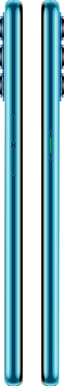 Dos teléfonos móviles color turquesa uno junto al otro, sobre un fondo negro.