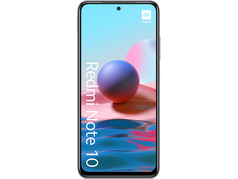 Smartphone con una pantalla que muestra una imagen colorida con una bola morada.