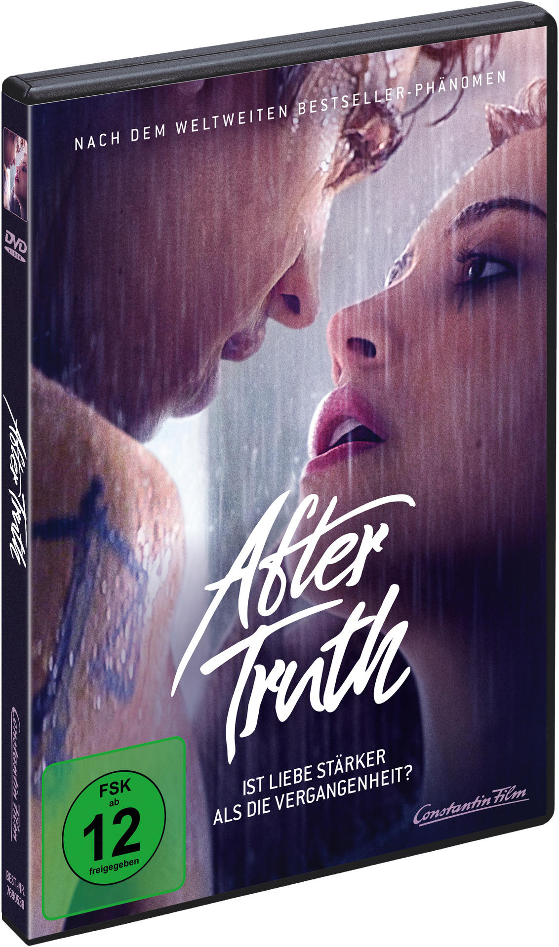 DVD-Cover mit zwei küssenden Personen. Titel 'After Truth' mit Filminformationen.