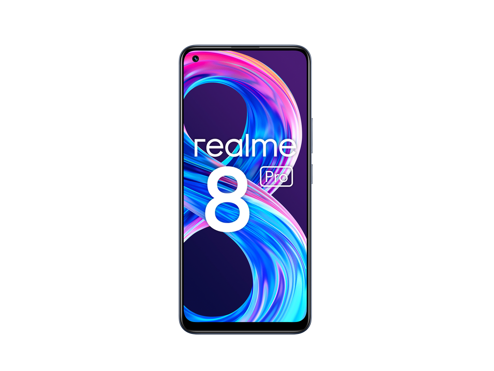 Un smartphone con un fondo colorido en la pantalla y un bisel negro.