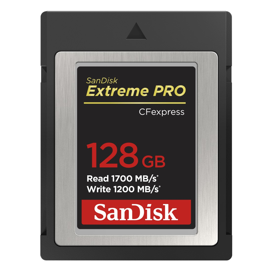 SanDisk Extreme PRO CFexpress-Karte, silber und schwarz.