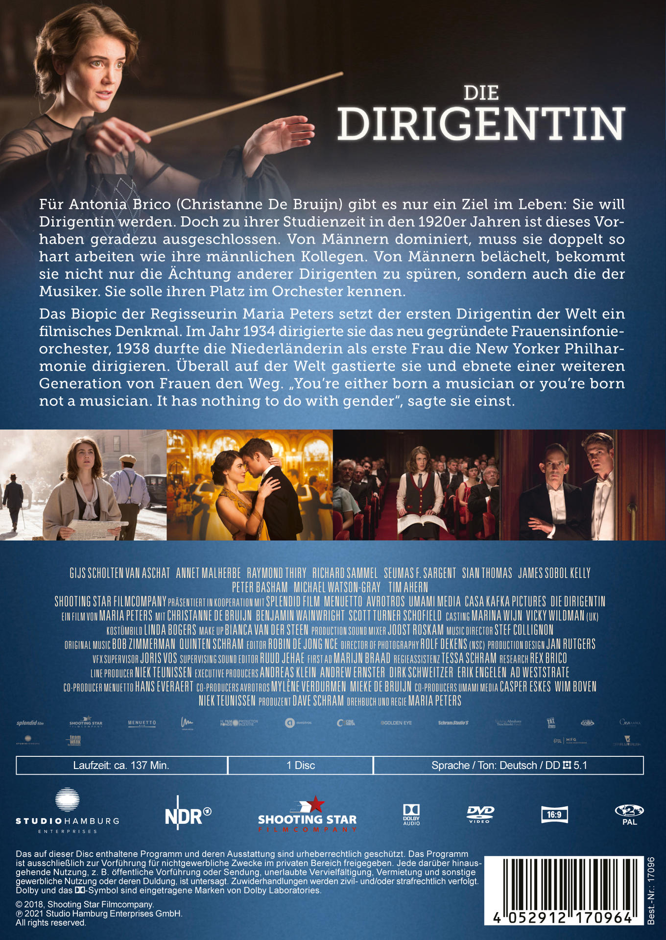 DVD-Cover: Eine Frau mit Schleife hält einen Taktstock. Text über den Film 'Die Dirigentin'.