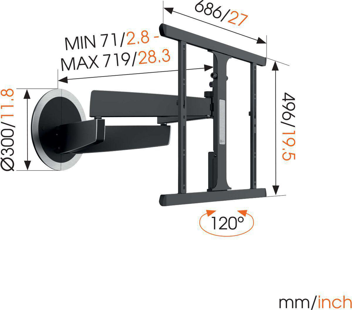 VOGEL´S Vogel's NEXT 7355 MotionMount - die TV-Wandhalterung, die sich automatisch dreht für 101-165 cm Wandhalterung, max. 65 Zoll, Schwarz
