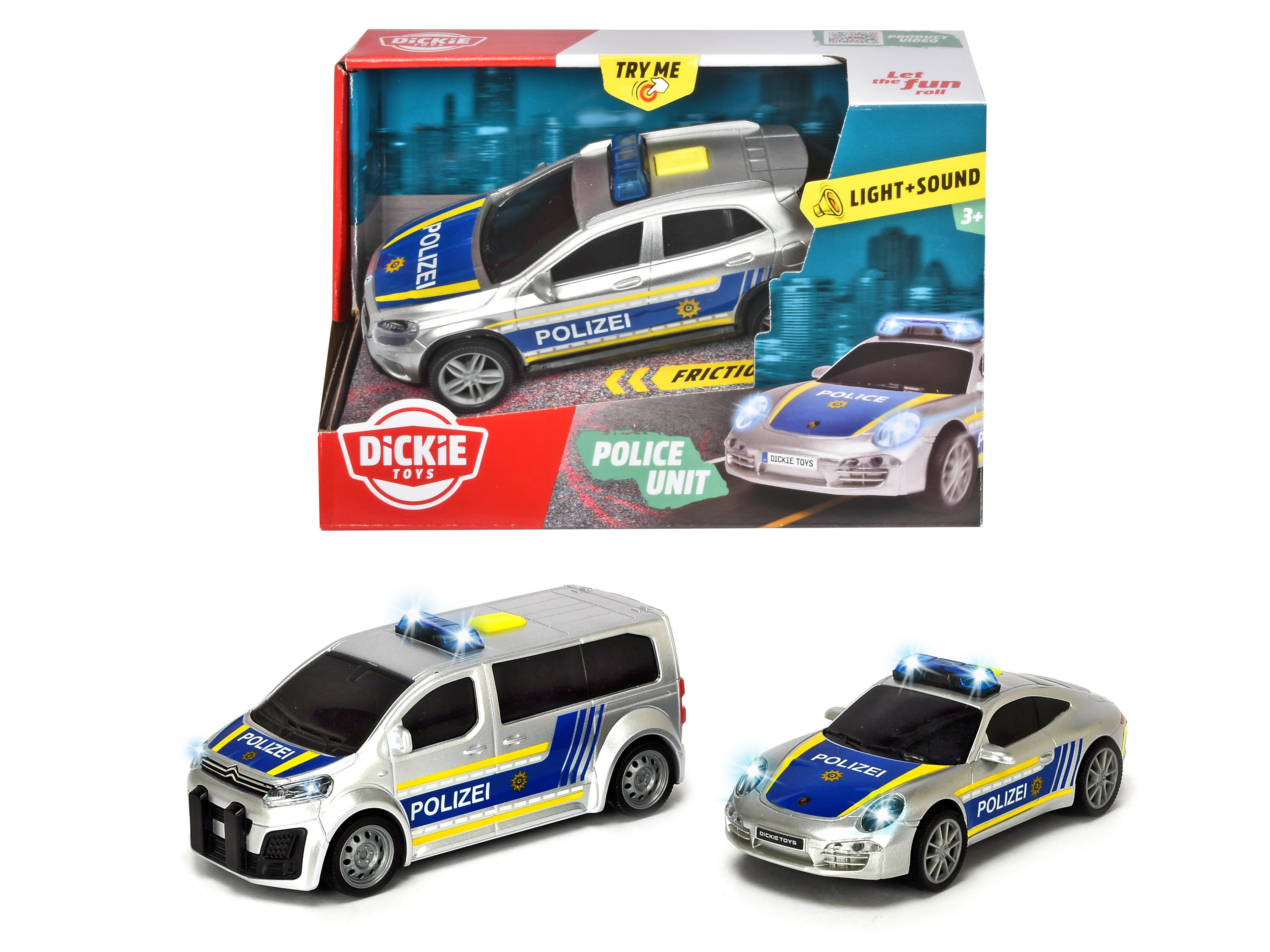 DICKIE-TOYS Polizeiauto, 3-sortiert Spielzeugauto Mehrfarbig