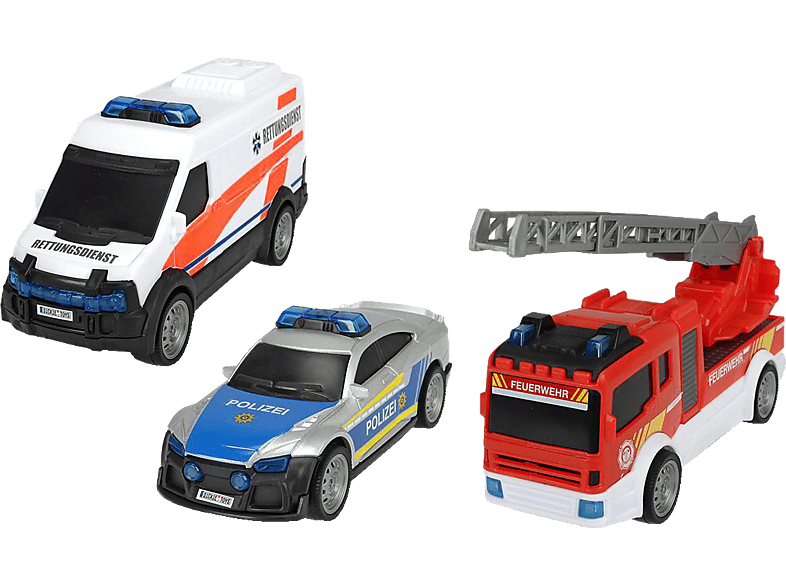 DICKIE-TOYS SOS Team Set, 3er Spielset bestehend aus Rettungswagen, Polizei & Feuerwehrauto Spielzeugauto Mehrfarbig