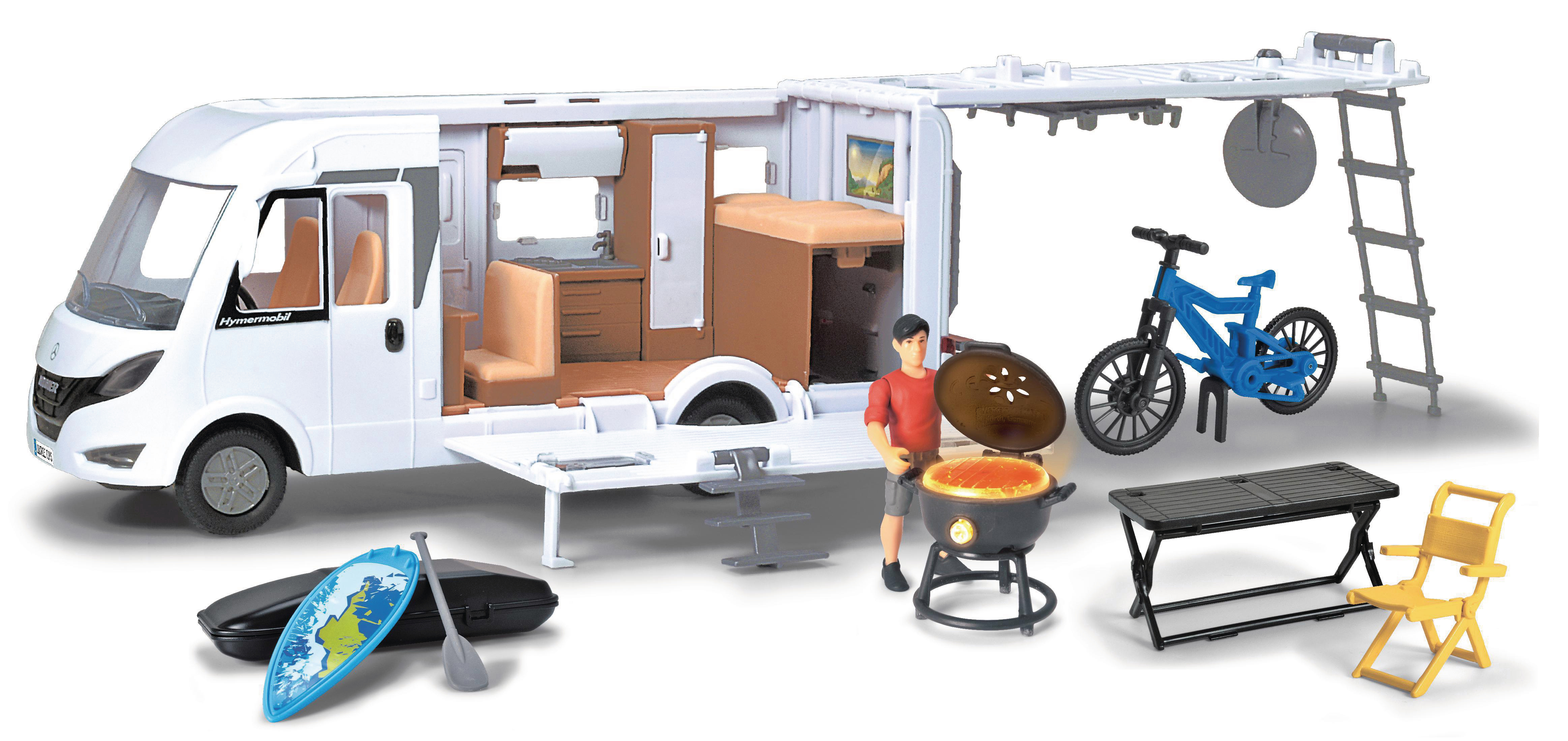 DICKIE-TOYS Camper Set, Hymer Camping mit Interieur Weiß Spielzeugauto Van