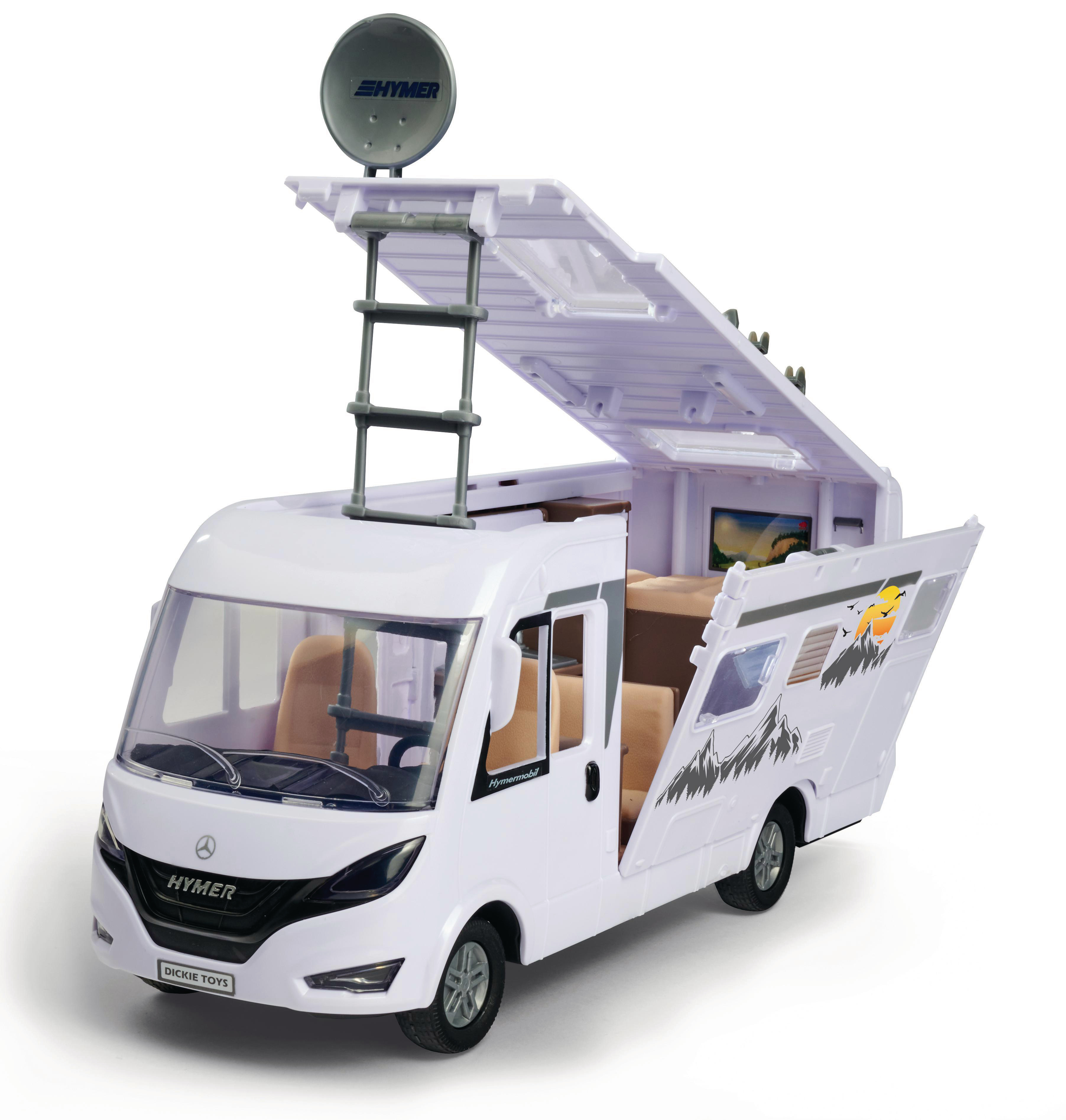 DICKIE-TOYS Camper Set, Hymer Camping mit Interieur Weiß Spielzeugauto Van