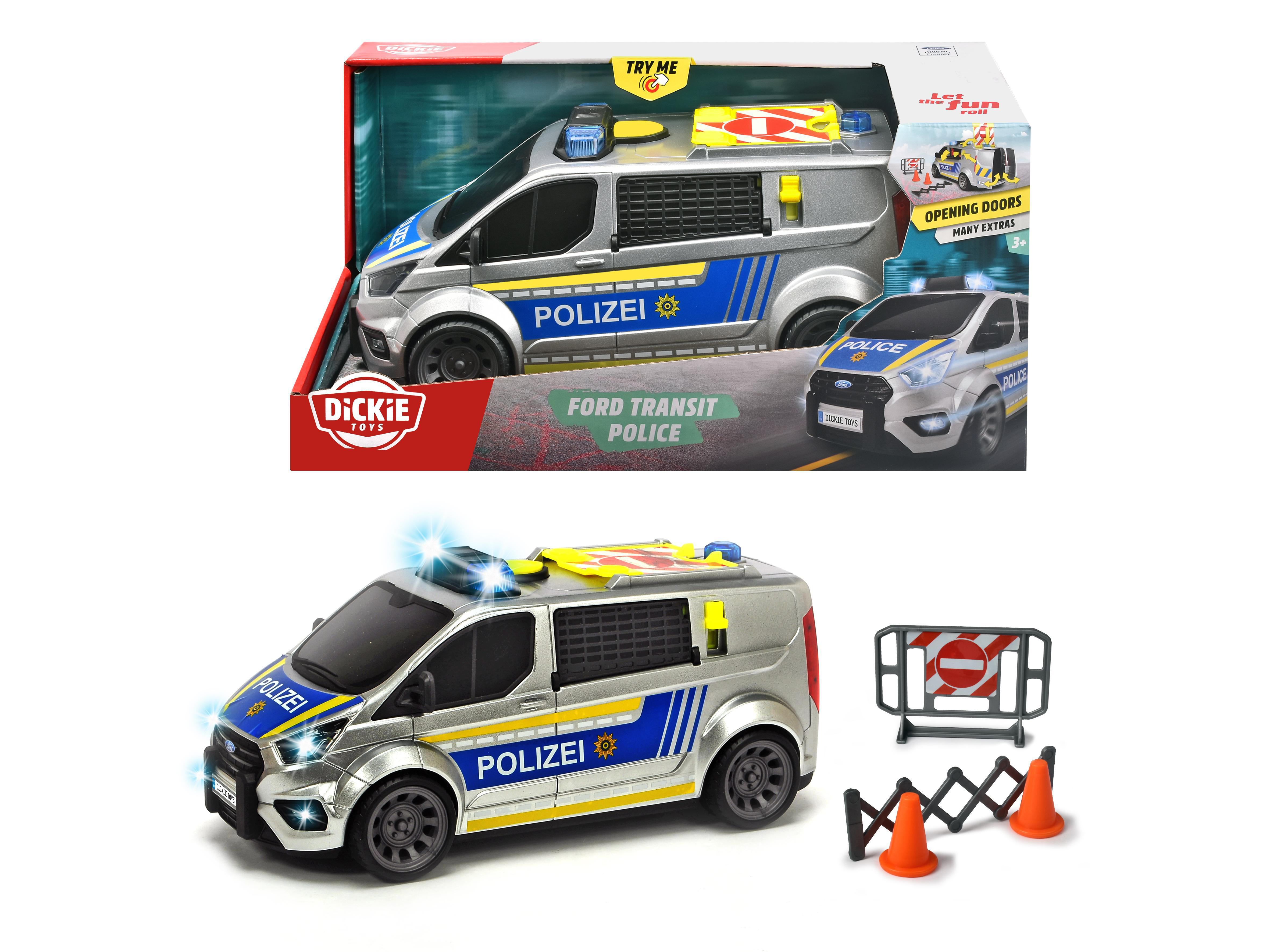 DICKIE-TOYS Ford Transit Polizei, Mehrfarbig Spielzeugauto Polizeibus