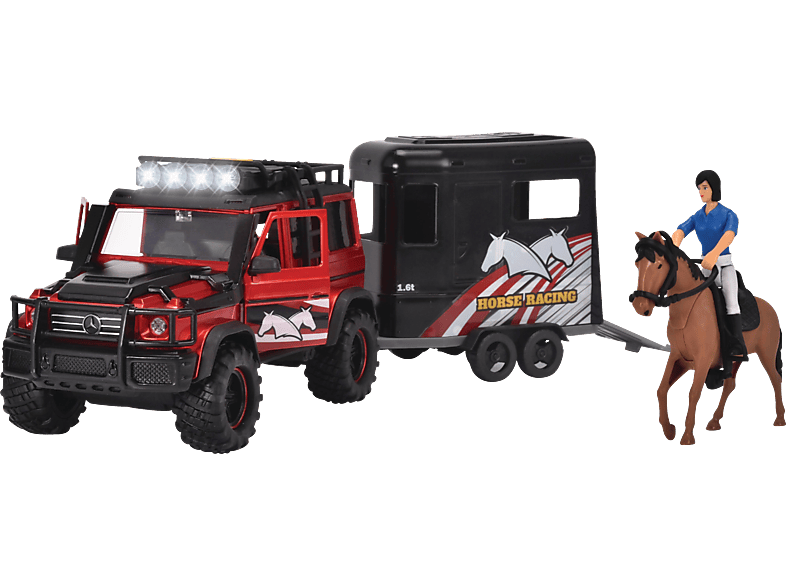 Mercedes AMG Spielzeugauto Pferd DICKIE-TOYS 500 Pferdeanhänger Geländewagen Pferdeanhänger & Set, mit Benz Rot