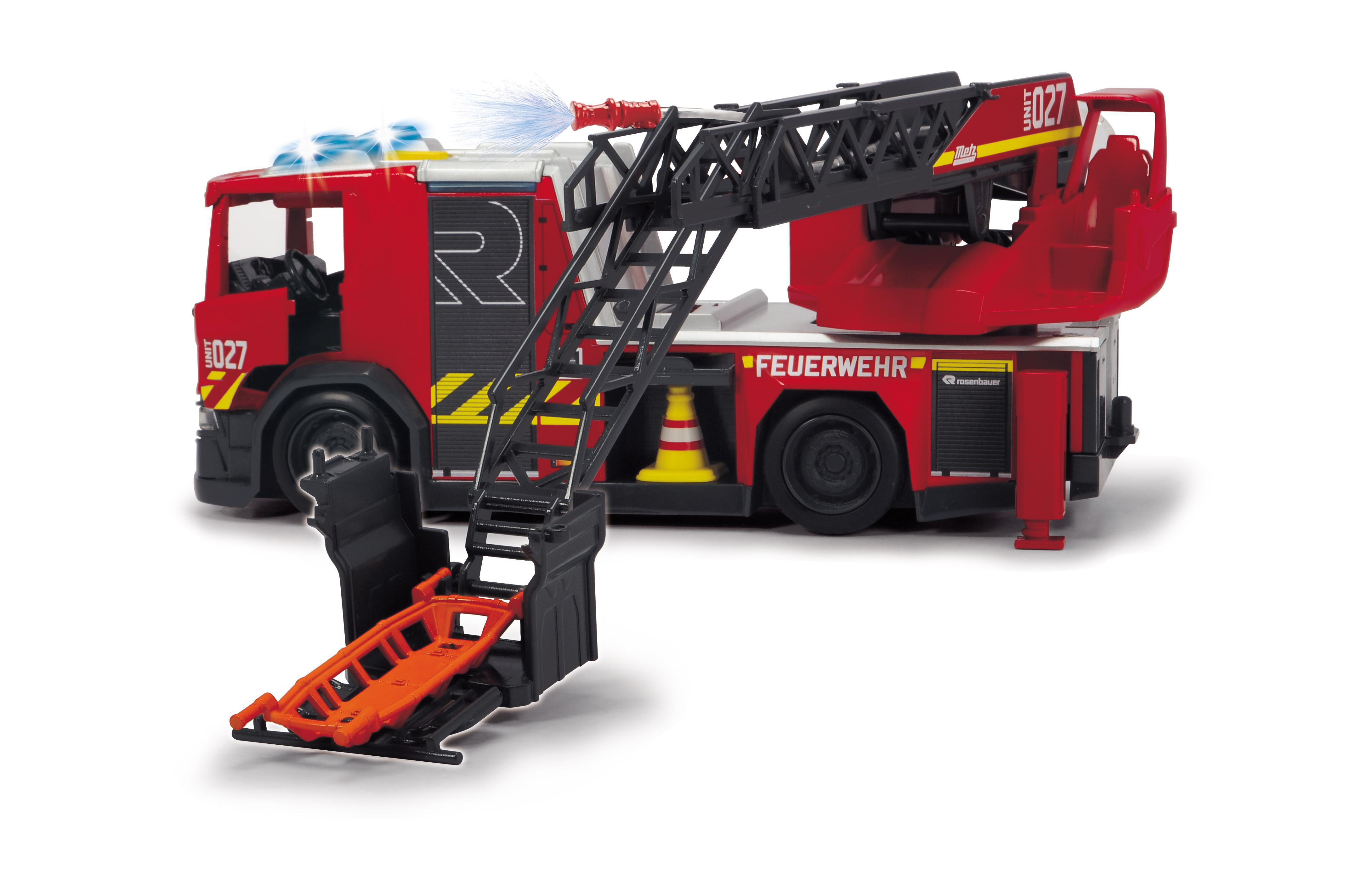 DICKIE-TOYS Scania Feuerwehrauto mit Drehleiter Spielzeugauto Rot