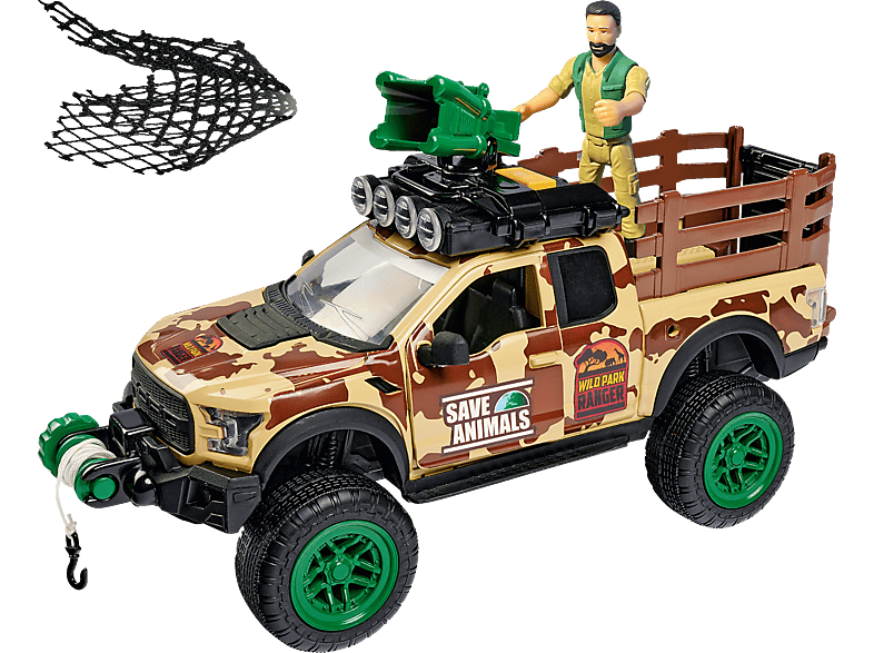 DICKIE-TOYS Wild Park Ranger Tierkäfig, Sound Raptor, Set, Licht Spielzeugauto Mehrfarbig Ford 