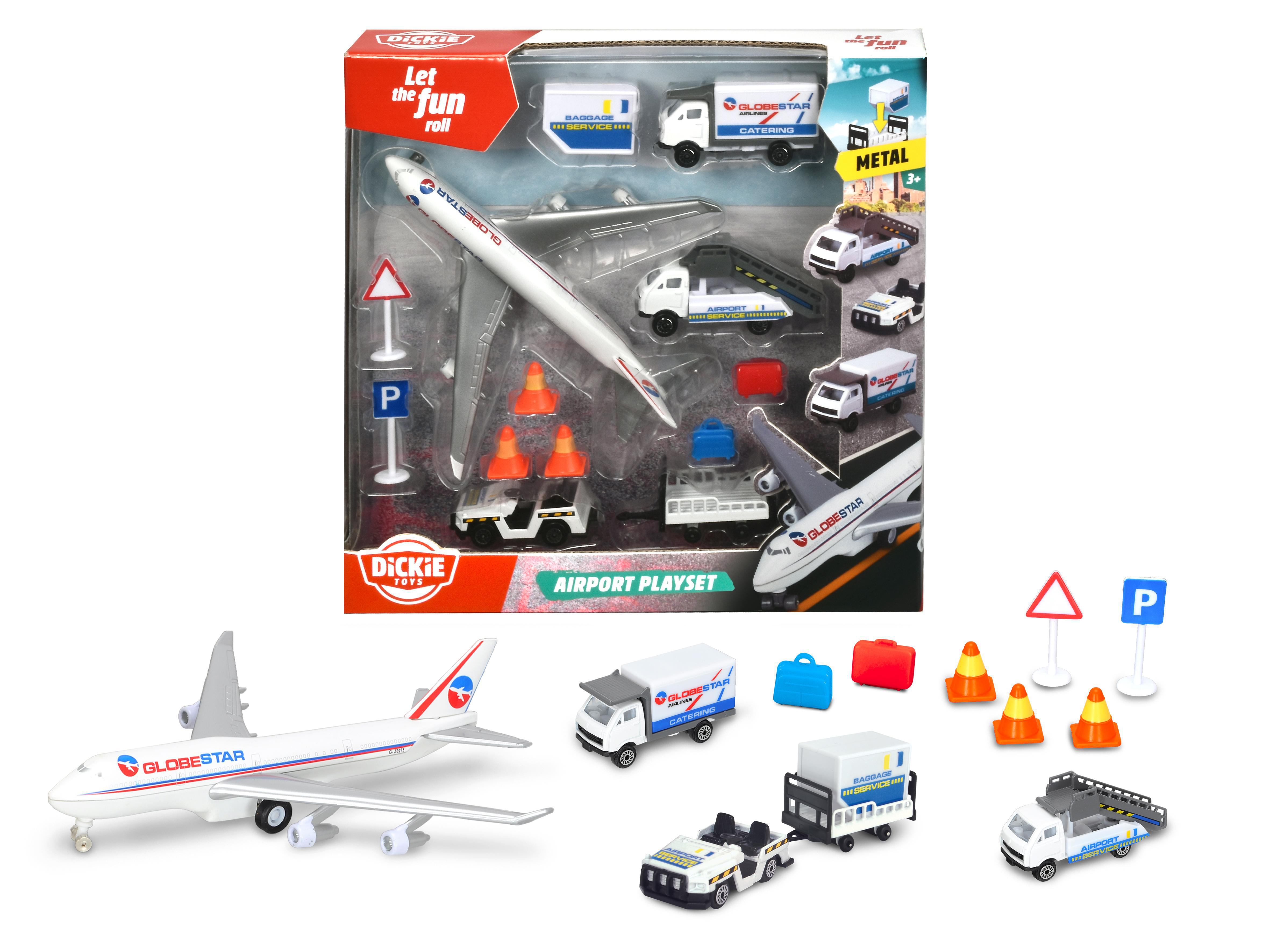 Flugzeug, Spielzeugautos, Mehrfarbig DICKIE-TOYS inklusive 3 Spielset Flughafen Zubehör