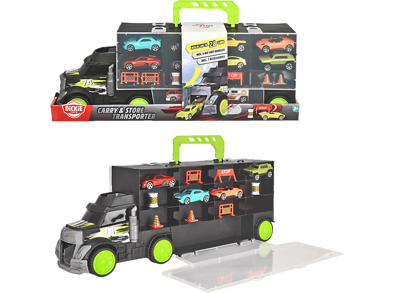DICKIE-TOYS Carry & Store Transporter,  Platz für 28 Fahrzeuge auf 4 Ebenen Spielzeugauto Mehrfarbig