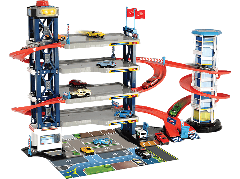 DICKIETOYS Parkgarage, 4 Etagen, Aufzug, inklusive 4 Spielzeugautos