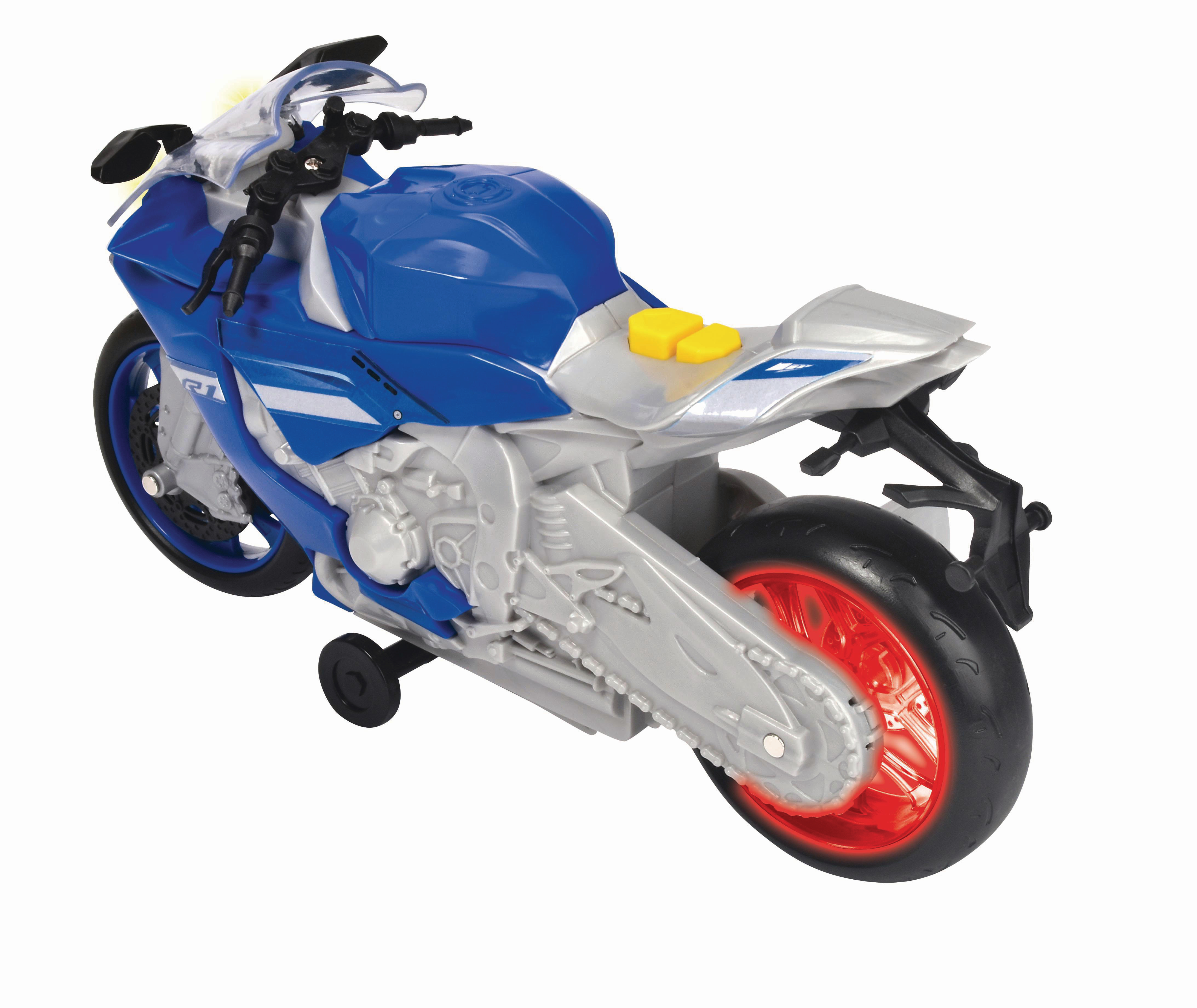 DICKIE-TOYS Yamaha R1, mit Motorisierung Spielzeugmotorrad Wheelie Raiders, Spielzeugauto Blau