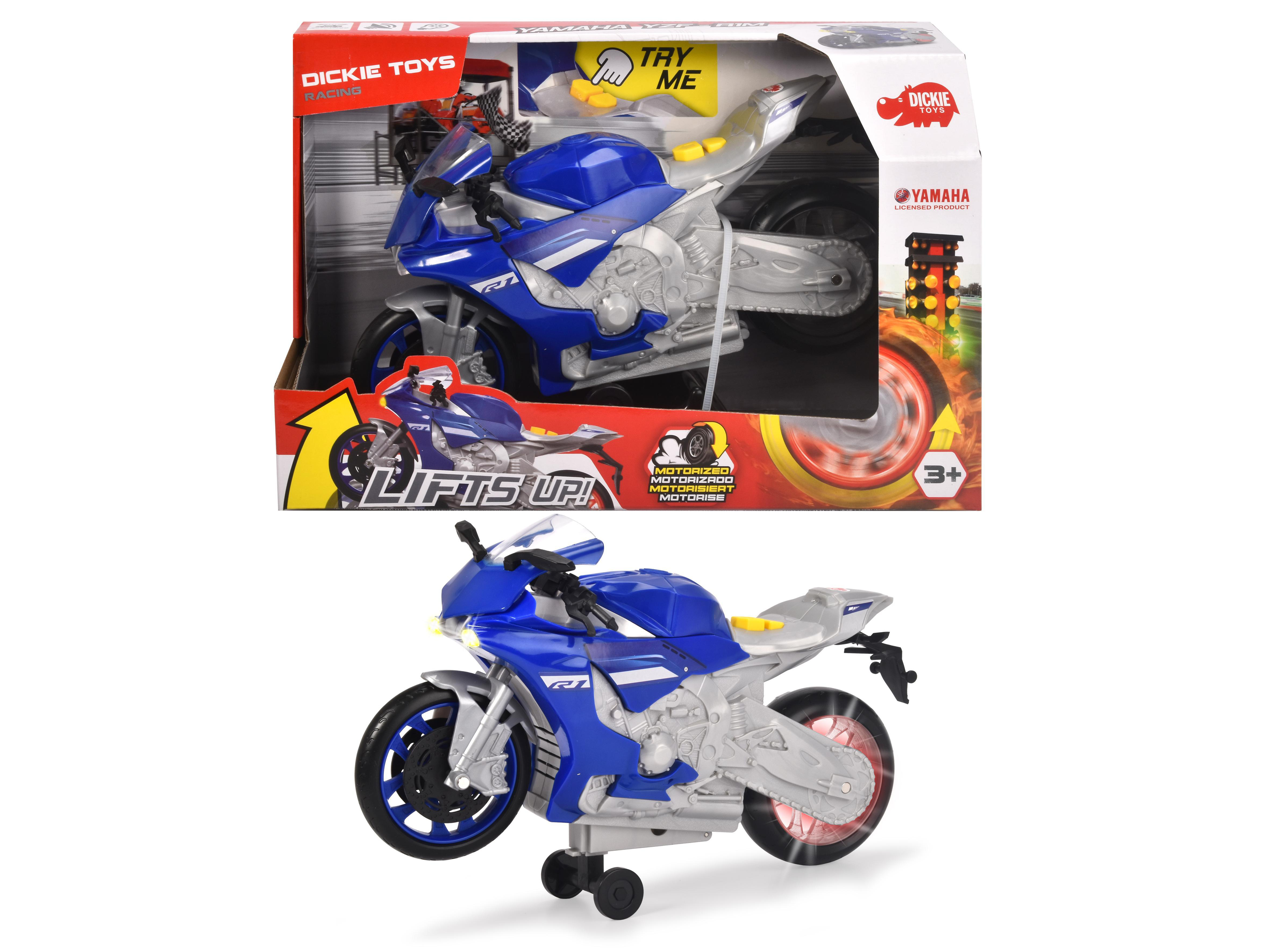 mit Spielzeugmotorrad R1, Raiders, Blau Spielzeugauto Yamaha DICKIE-TOYS Motorisierung Wheelie