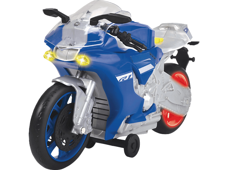 DICKIE-TOYS Yamaha R1, Wheelie Raiders, Spielzeugmotorrad mit Motorisierung Spielzeugauto Blau