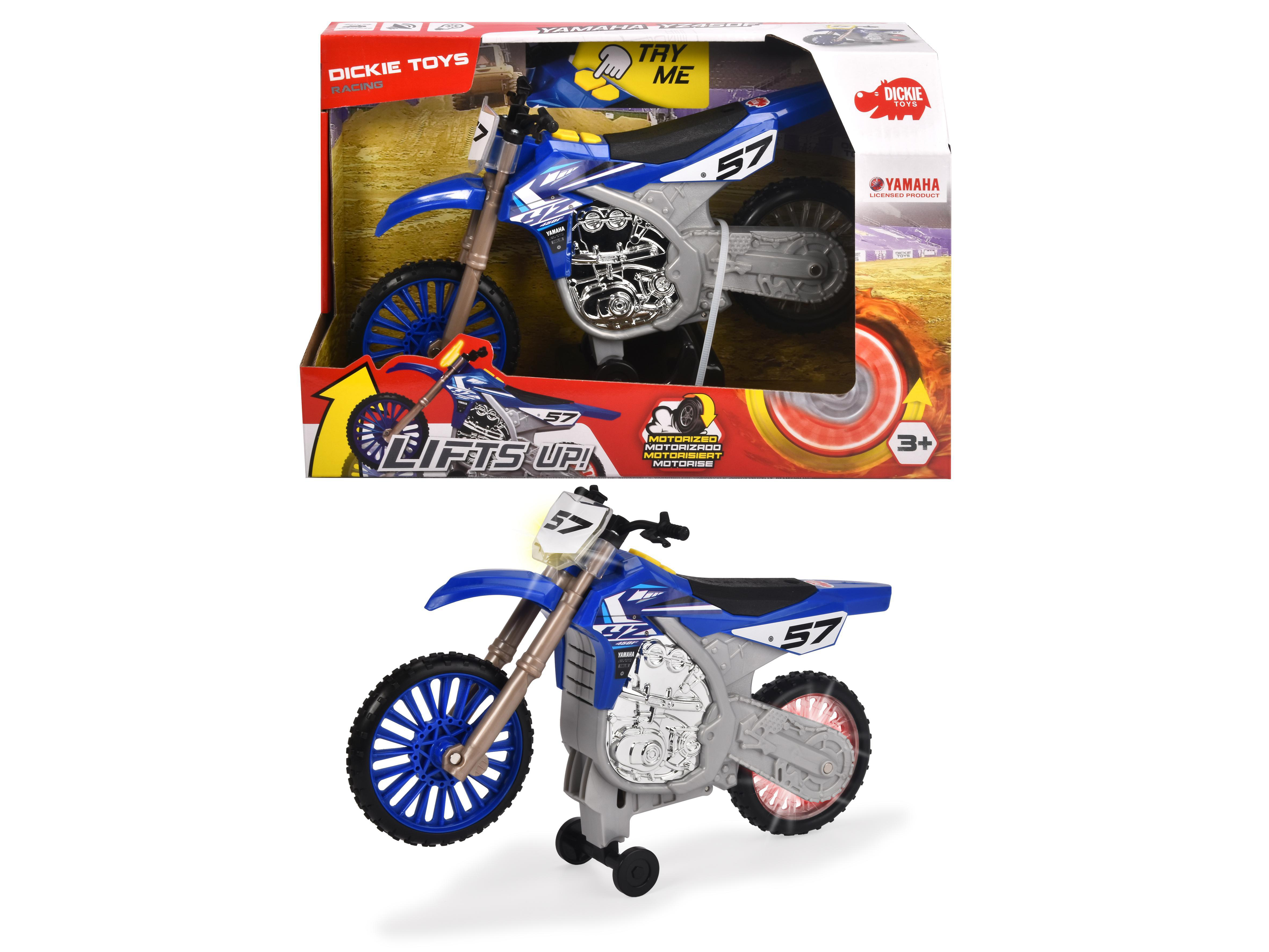 Yamaha Motorisierung Wheelie DICKIE-TOYS Raiders, Spielzeugauto Spielzeugmotorrad Blau mit YZ,