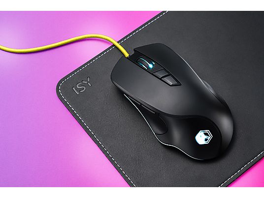 ISY IGM-2000 - Souris Gaming, Câblé, Optique avec diodes laser, 3200 dpi, Noir/Jaune