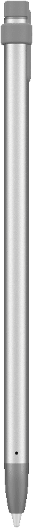 Un objet cylindrique argenté avec un dessus et un dessous gris.