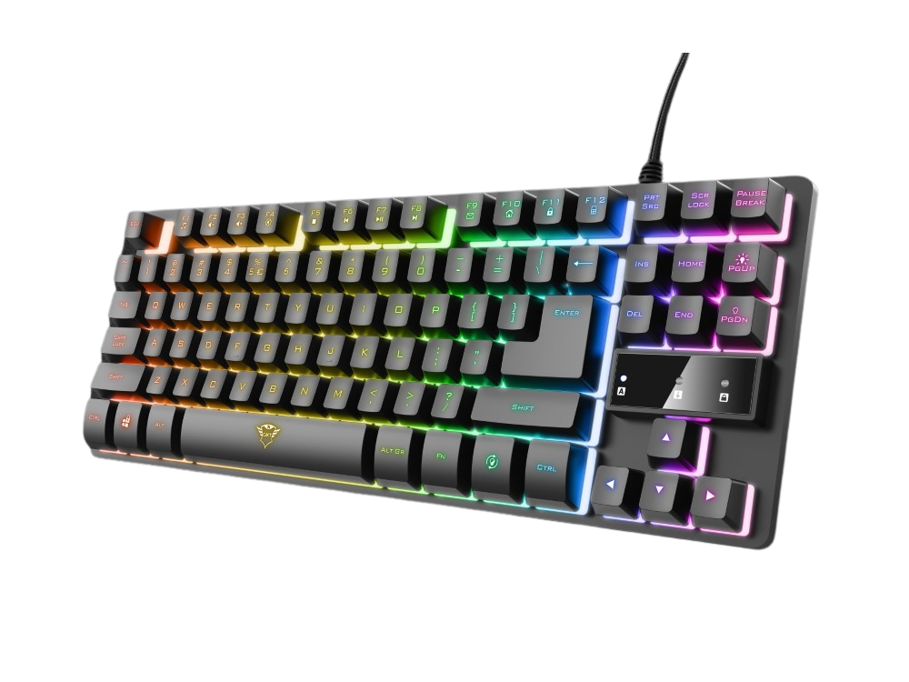 Teclado gaming - Trust GXT 833 Thado TKL, Con Cable, 87 Teclas, Iluminación RGB, USB, Anti-Ghosting, Negro