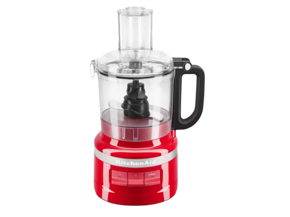 Procesador de alimentos KitchenAid rojo.