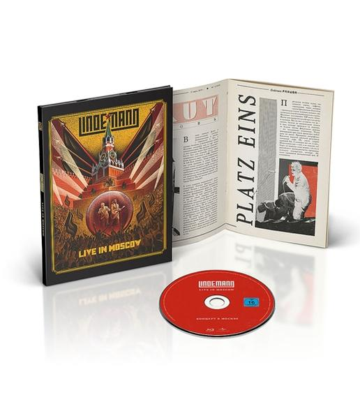 A Lindemann 'Live in Moscow' című albumának borítója, CD-vel és nyitott füzettel.
