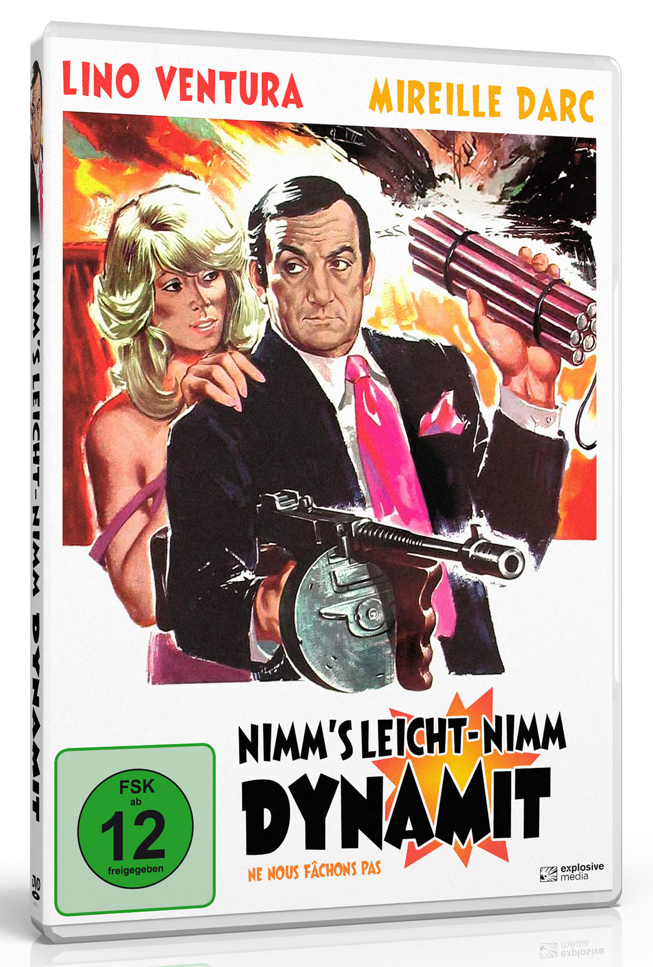 DVD-Hülle mit Filmplakat. Mann im Anzug mit einer Waffe, eine Frau und Text auf Deutsch.