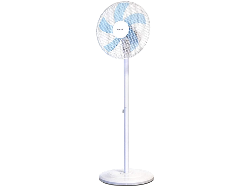 Ventilador de pie - Ufesa RF1450, 3 velociades, 50W, 35 cm, Oscilación de 90º, Temporizador, Blanco